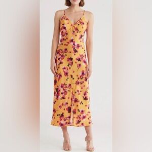 NEW Hutch Liddy Slip Dress Sz M Floral Yellow Pink